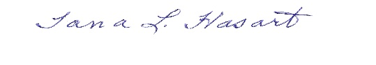 Image of Tana Hasart's signature